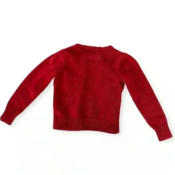 AMERICAN LIVING Girl Sz 5 Sweater Cardigan Red White Knit Snowflake Holiday - Picture 3 of 6